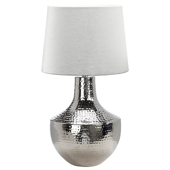Lampa stojąca Vasa chrom młotkowany z abażurem